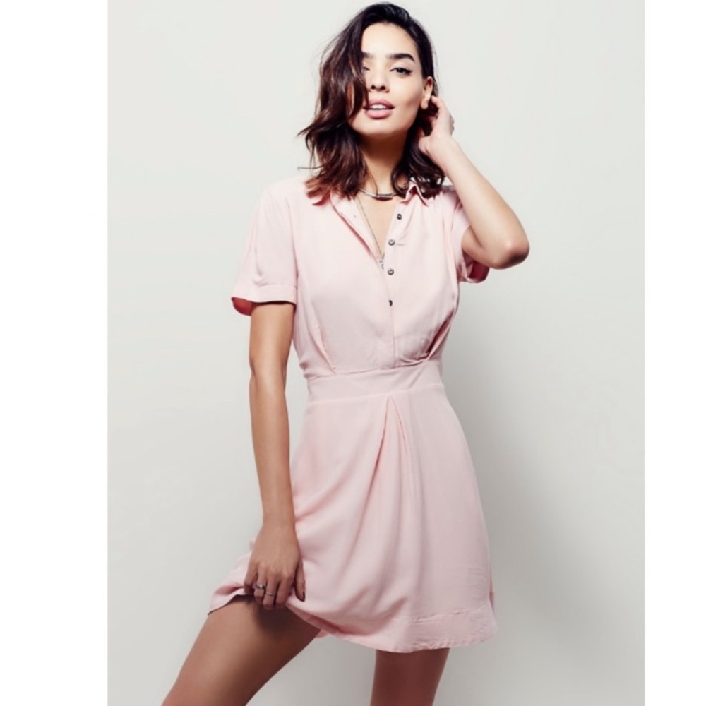 Free People Pink Dream Chaser Pleated Mini Dress